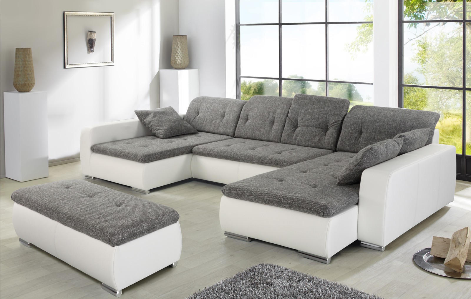 Wohnlandschaft Weiß Grau Günstig Sofa Couches